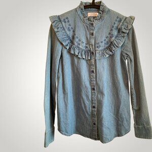 Paris Atelier Denim Western Shirt, Size 4